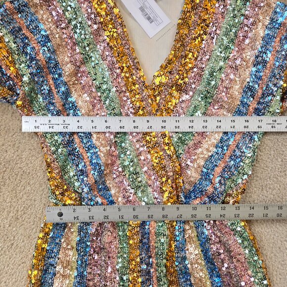 NWT Endless Rose Striped Sequin Romper XS - Picture 5 of 16